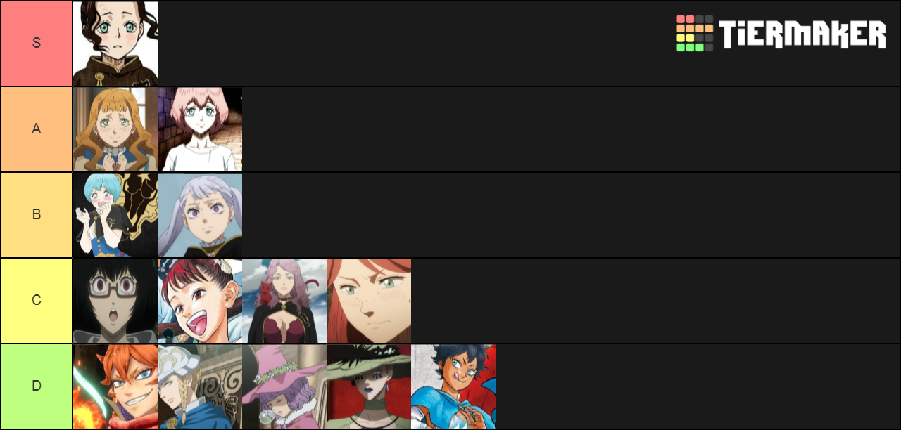 Black clover waifu list Tier List Rankings) TierMaker