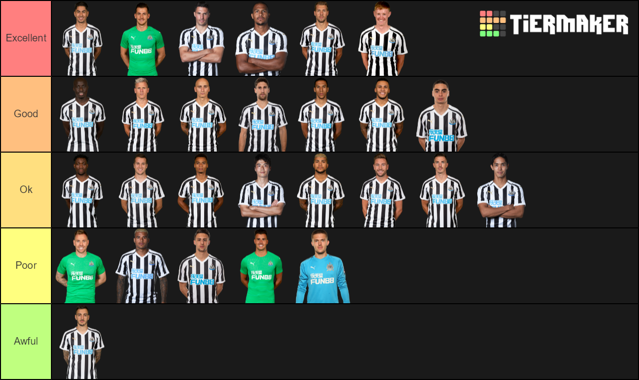 Newcastle United Squad 18/19 Tier List Rankings) TierMaker