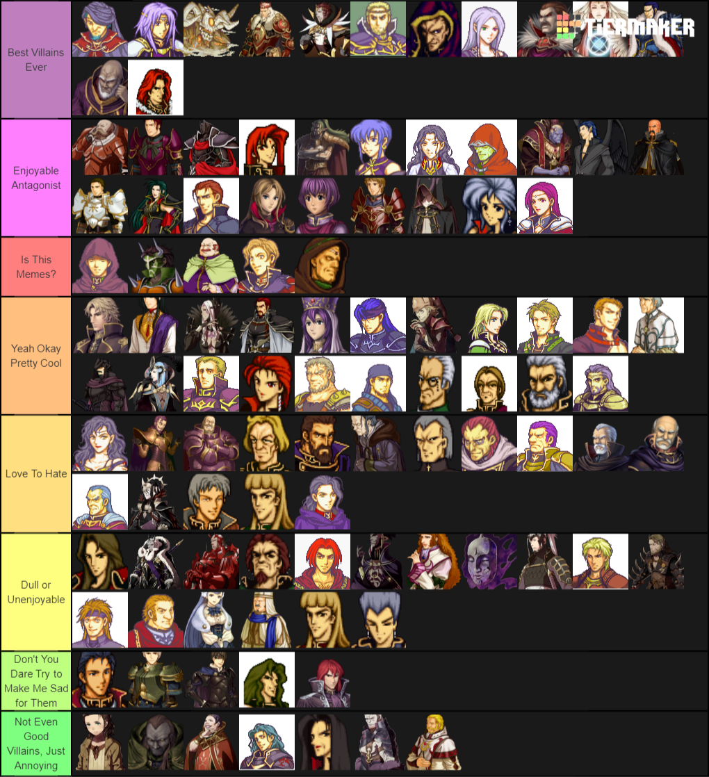 Create A Rank The Fire Emblem Antagonists And Villains Tier List ...