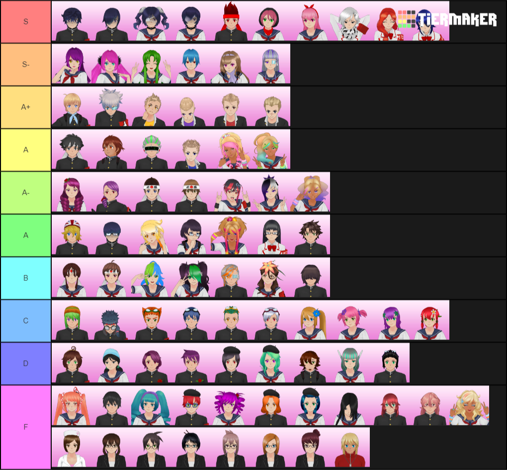 Zzz characters tier list. Яндере симулятор персонажи. yandere simulator tier list.