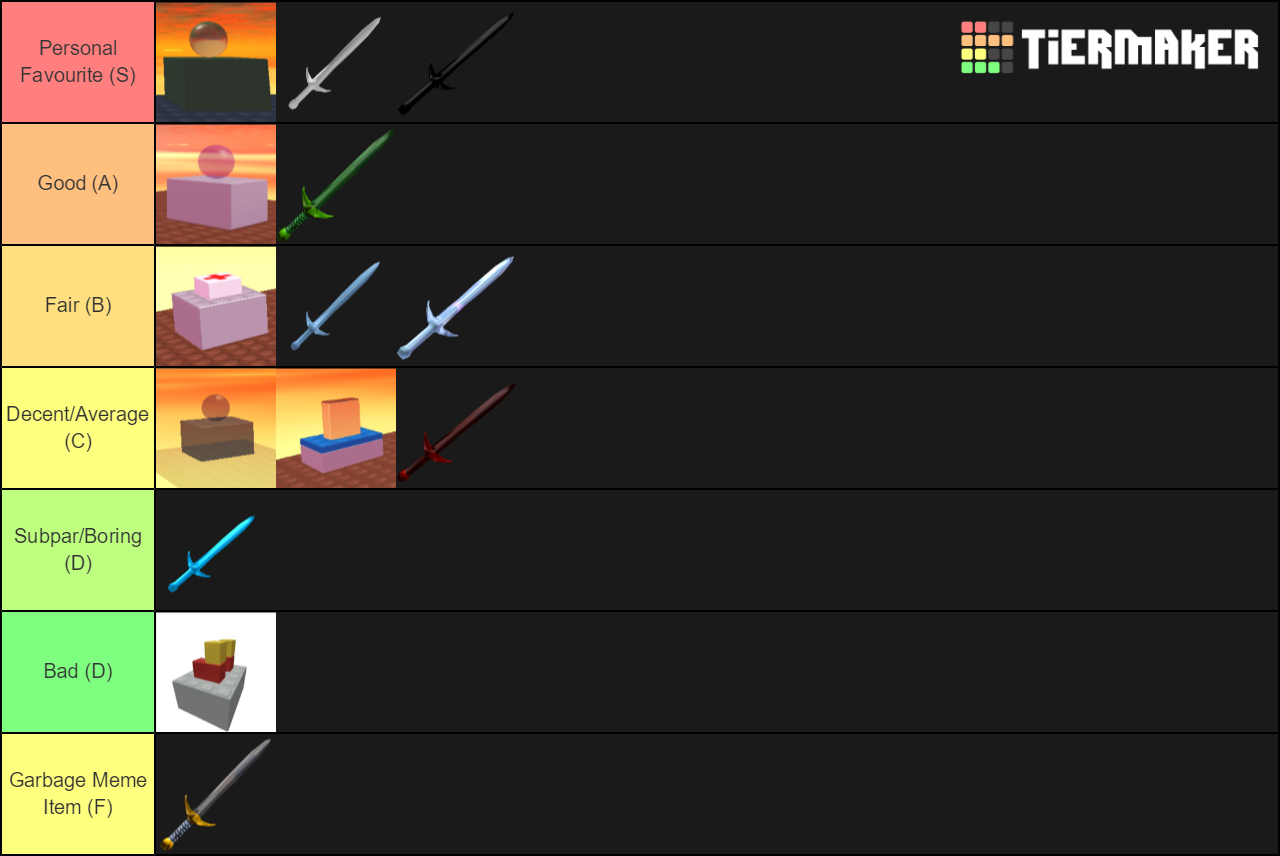 Roblox SFOTH Swords/Gears Tier List (Community Rankings) - TierMaker