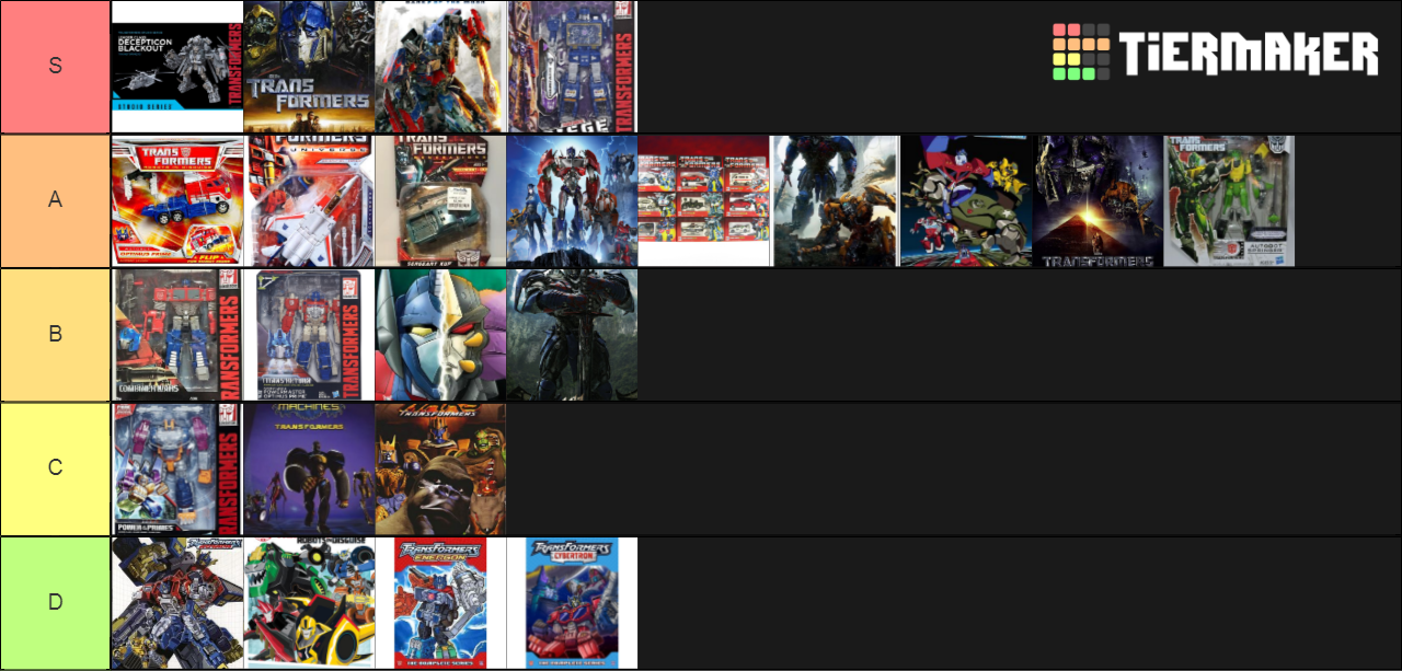 Transformers toyline Tier List Rankings) TierMaker